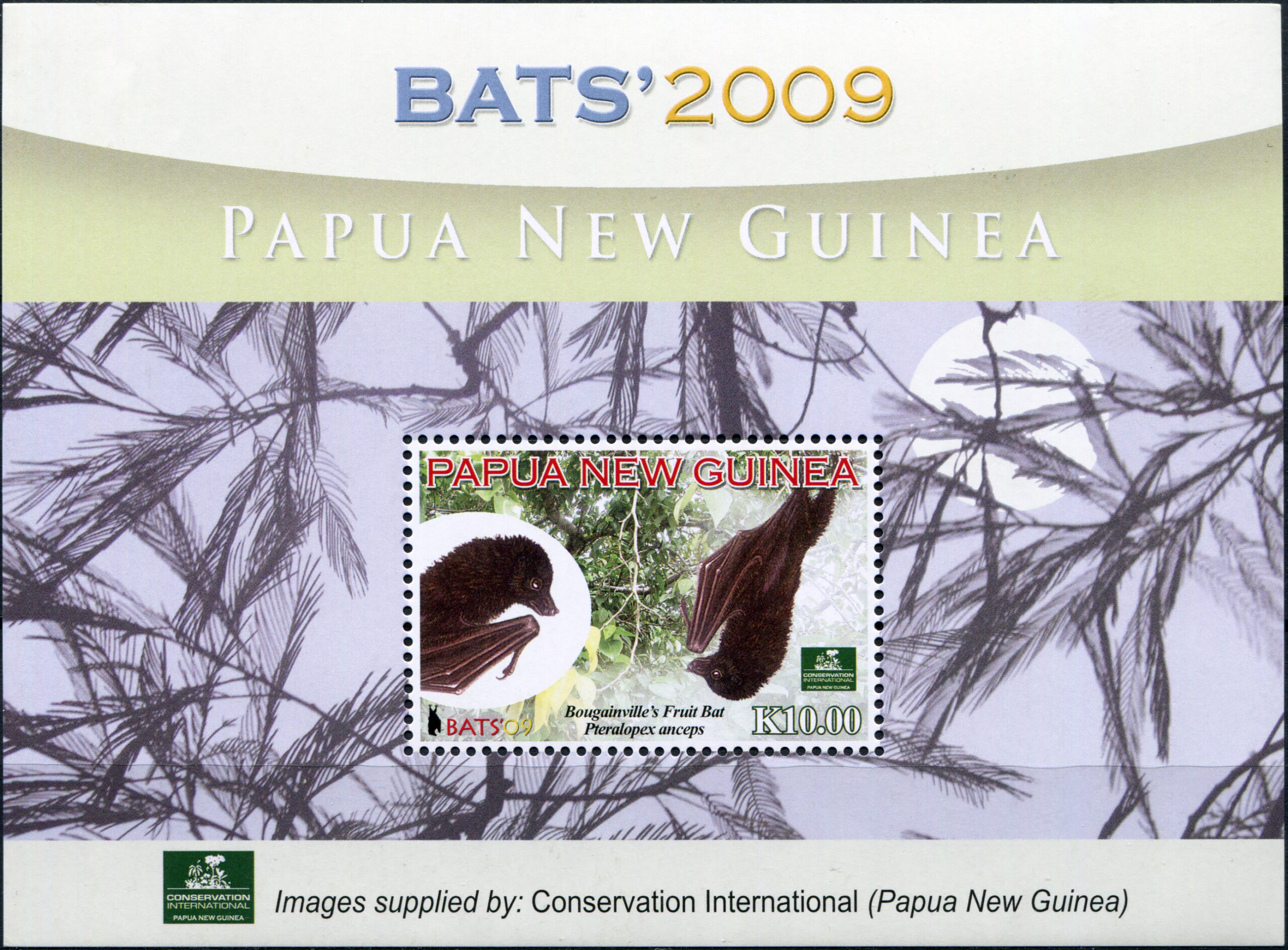 Papua New Guinea. 2009. Bats of Papua New Guinea (MNH **) Souvenir Sheet