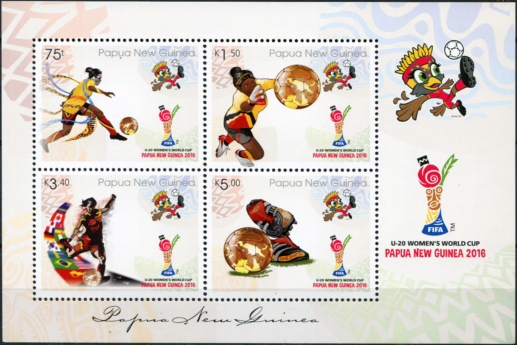 Papua New Guinea. 2016. FIFA U20 Women's Football World Cup Papua New Guinea 2016 (MNH **) Miniature