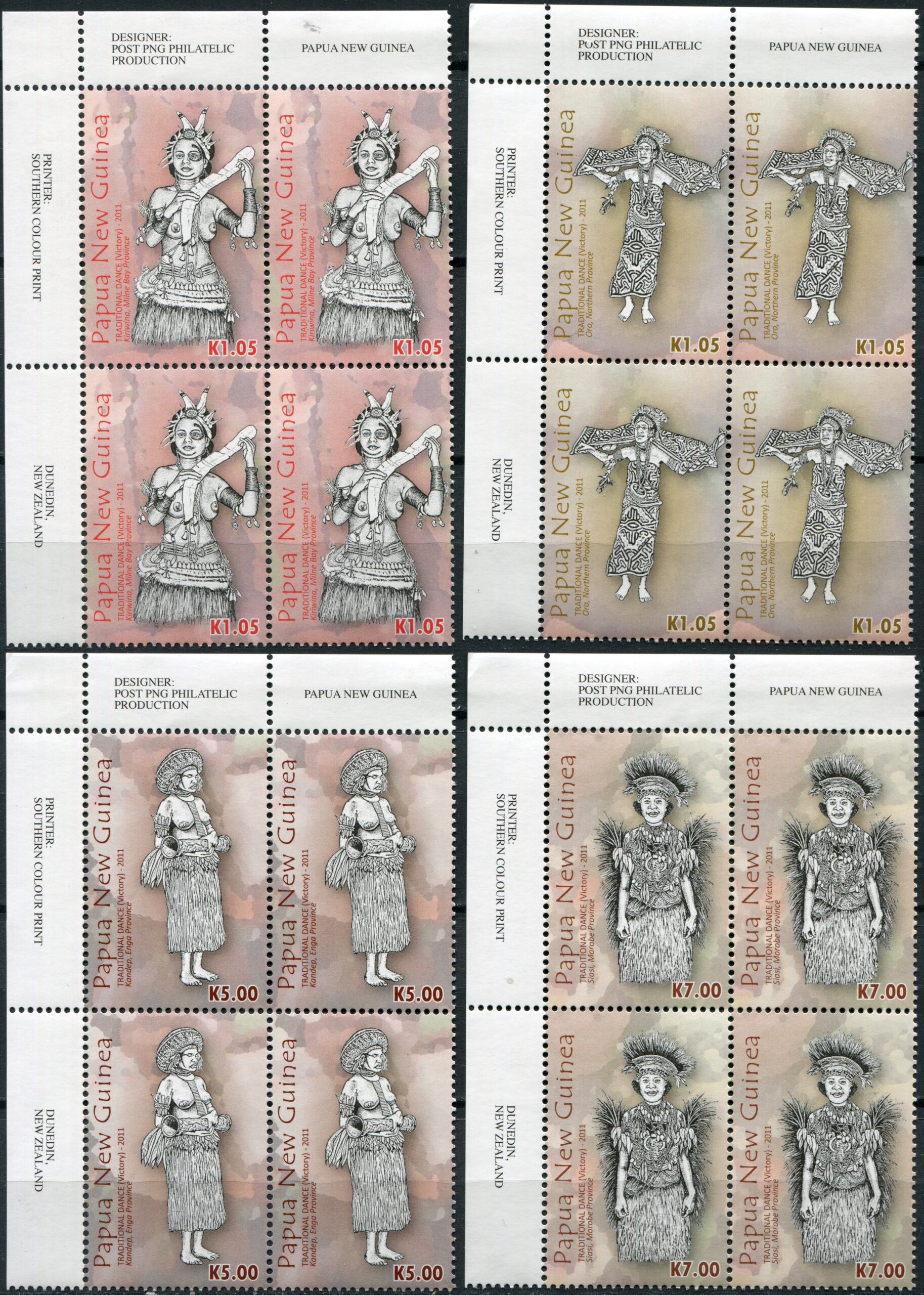 Papua New Guinea. 2011. Victory Dance. Top left corner (MNH **) set of 4 Blocks