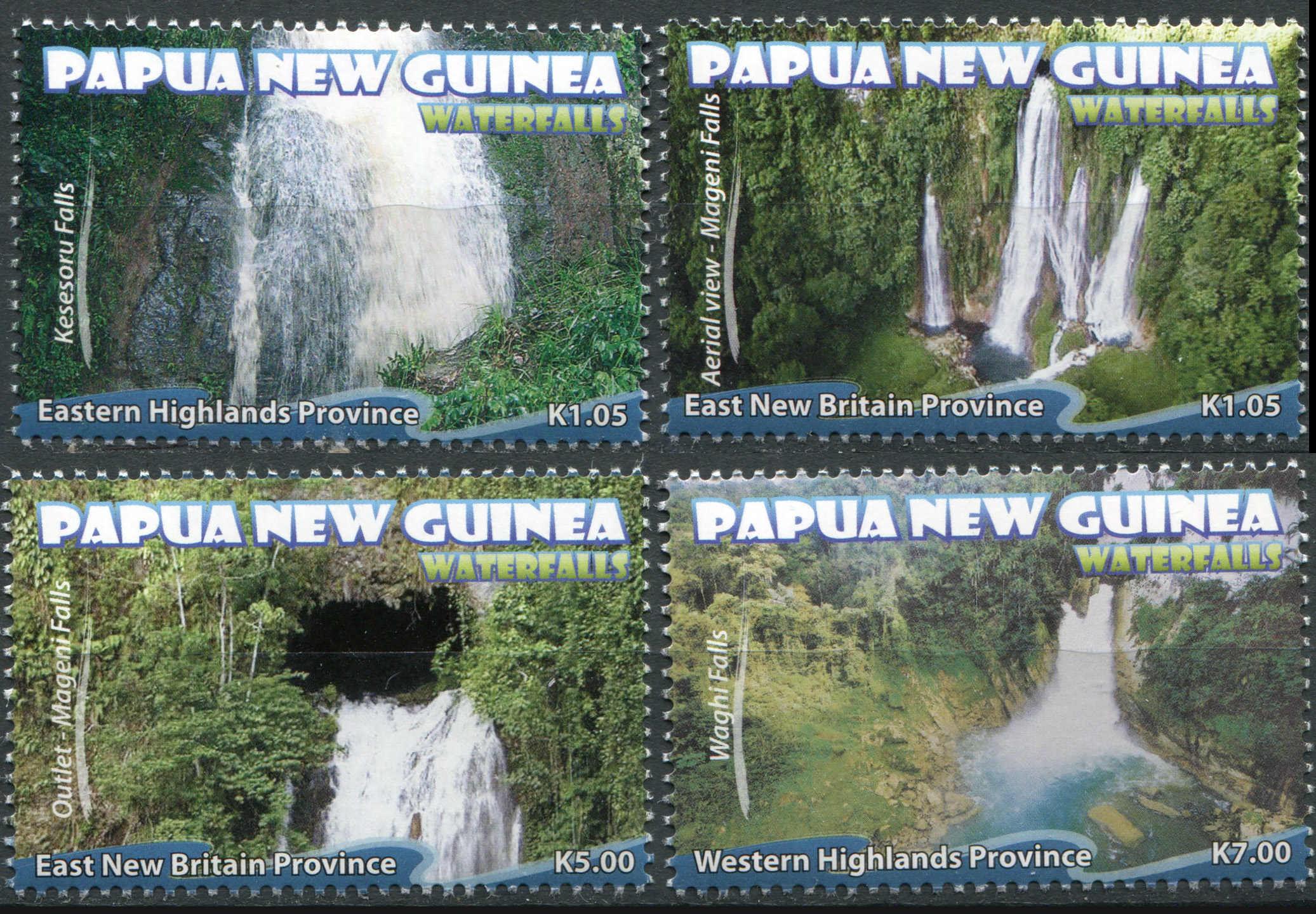 Papua New Guinea. 2011. Waterfalls - 2011 (MNH **) Set of 4 stamps