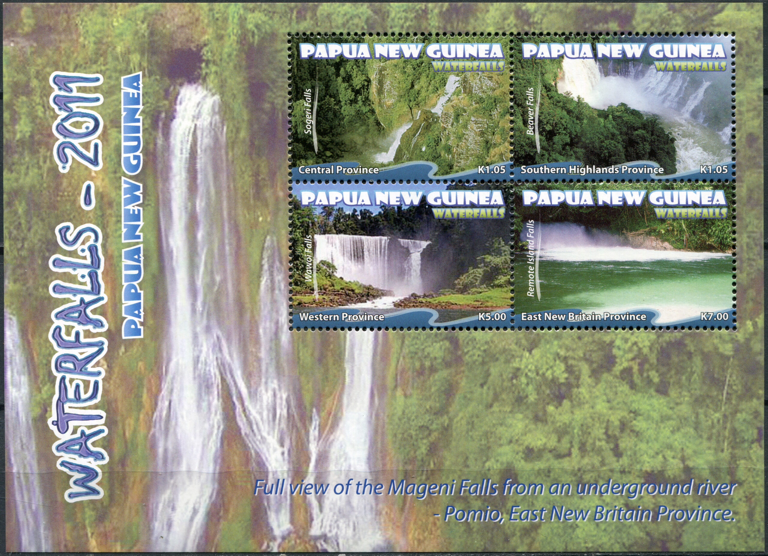 Papua New Guinea. 2011. Waterfalls - 2011 (MNH **) Miniature Sheet