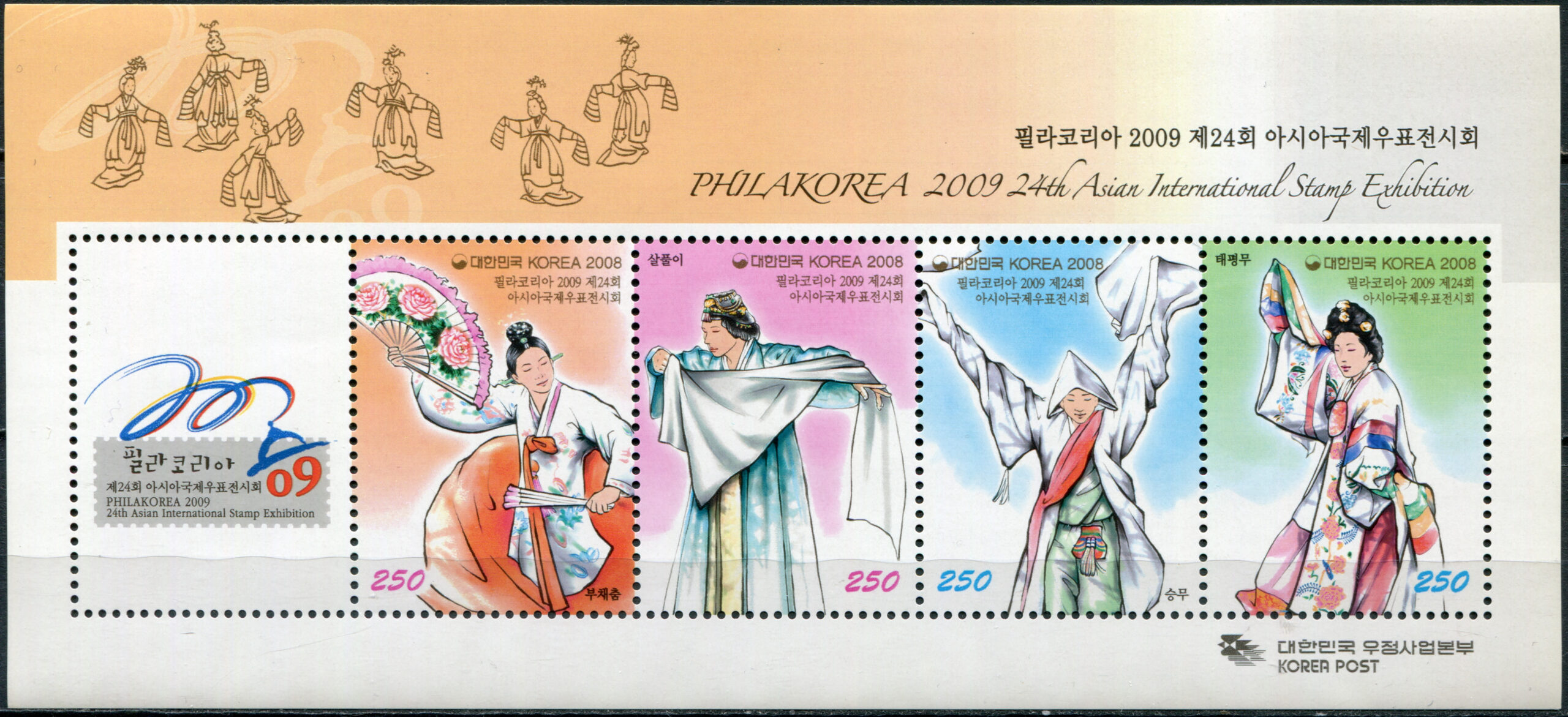 Korea South. 2008. Traditional Dances (MNH **) Souvenir Sheet