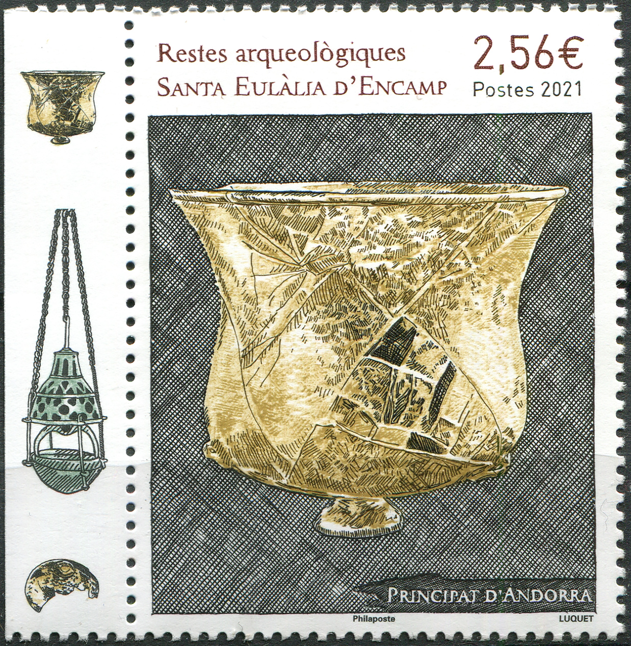 Andorra [Fr.]. 2021. Gold Chalice, Santa Eulalia Church (MNH **) Stamp