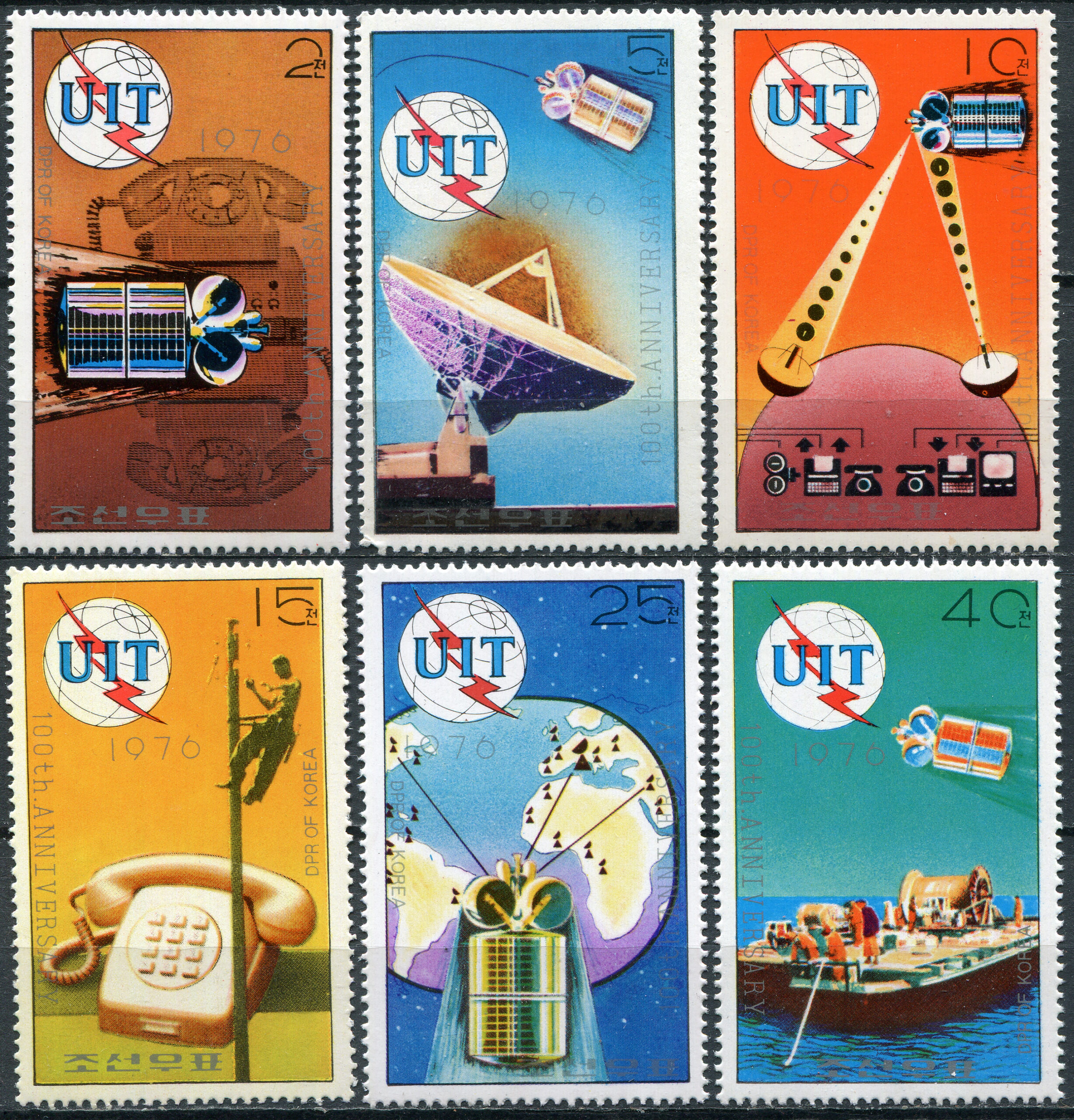 Korea, Democratic People's republic of. 1976. Telephone Centenary (MNH **) Set of 6 stamps