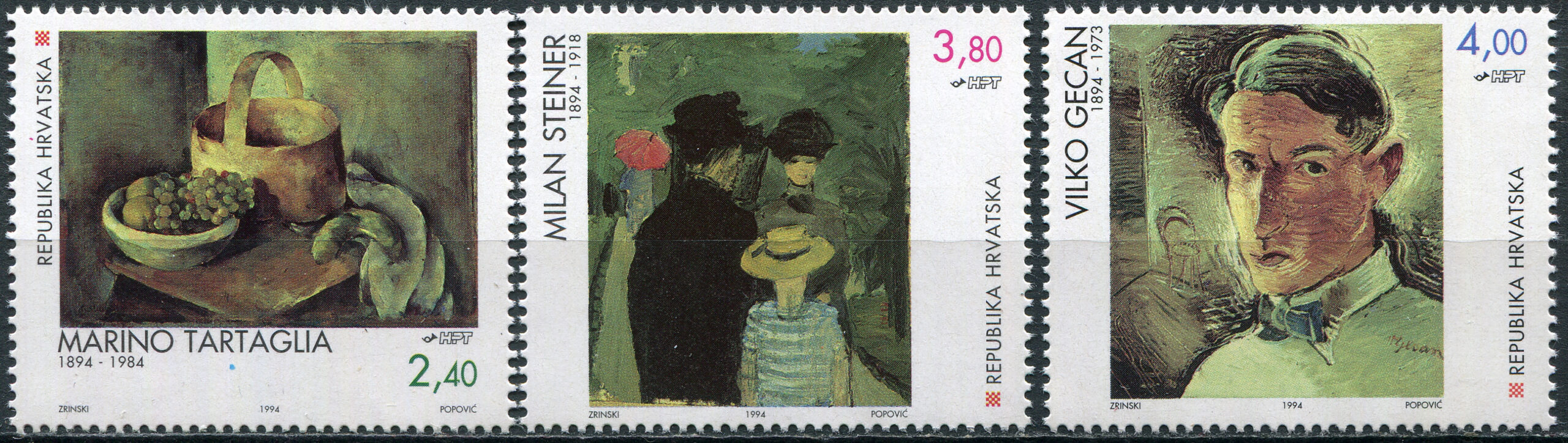 Croatia. 1994. Croatian Painting (MNH **) Set of 3 stamps