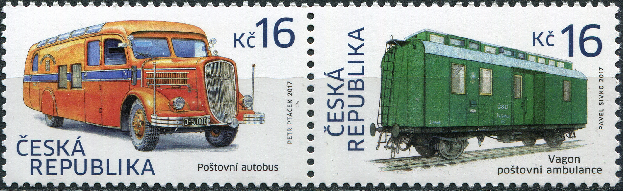 Czech Republic. 2017. Mail transport (MNH **) Block of 2 stamps