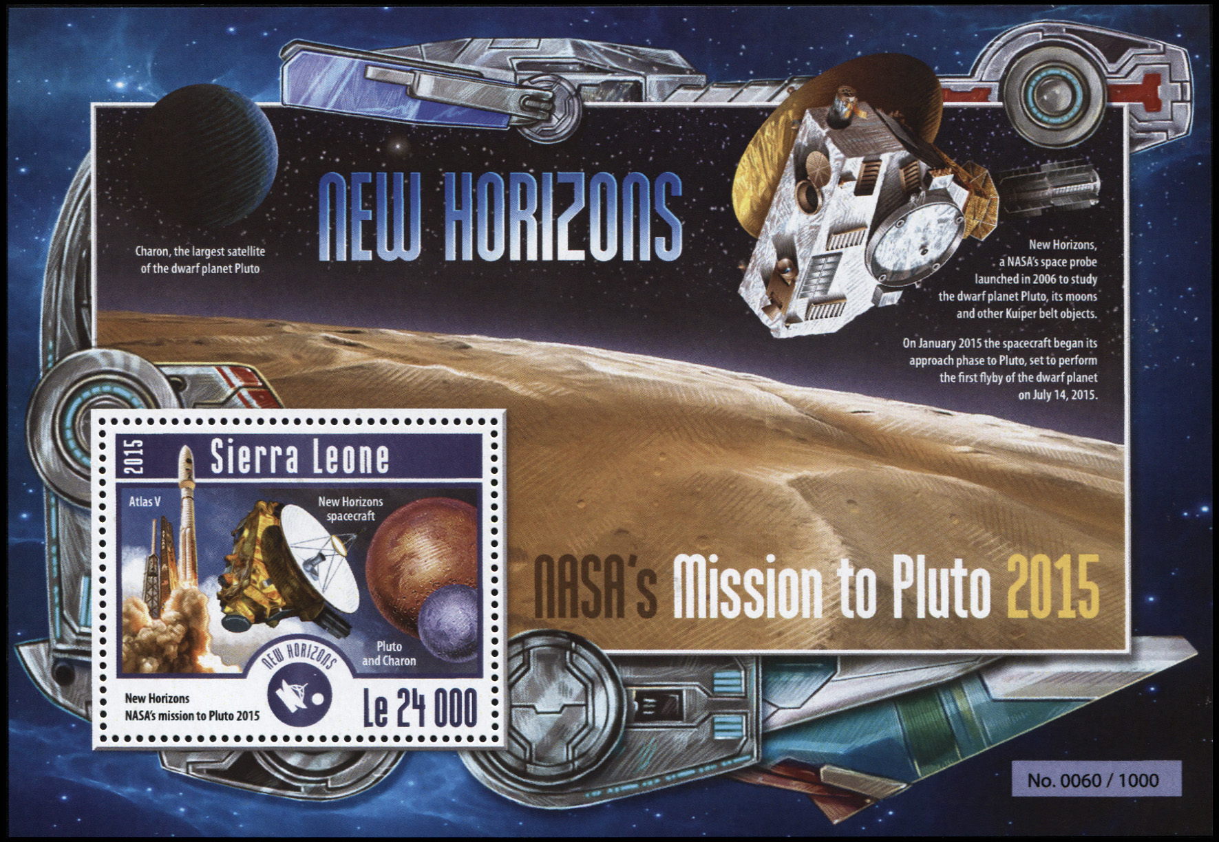 Sierra Leone. 2015. Space - NASA's Mission to Pluto 2015 (MNH **) Souvenir Sheet