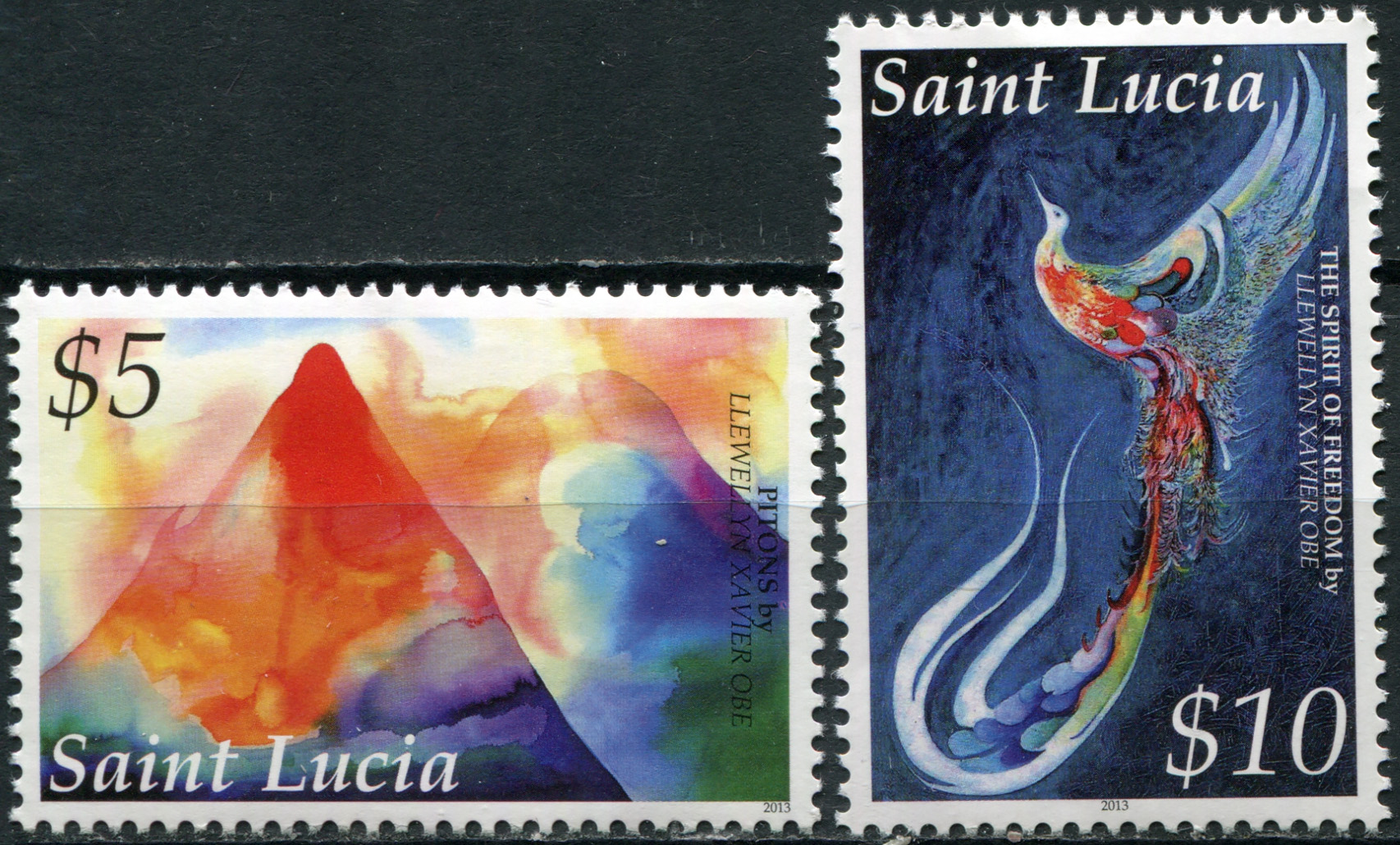 Saint Lucia. 2013. Paintings by Llewellyn Xavier (MNH **) Set of 2 stamps