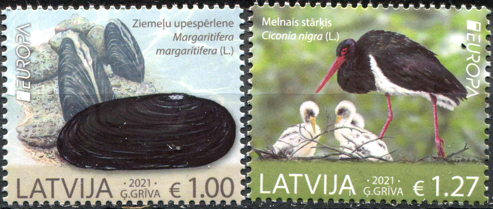 Latvia. 2021. Endangered animal species (MNH **) Set of 2 stamps