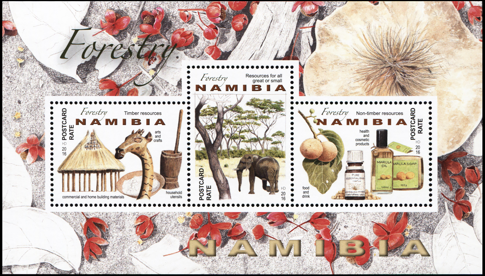 Namibia. 2016. Forestry in Namibia (MNH **) Miniature Sheet