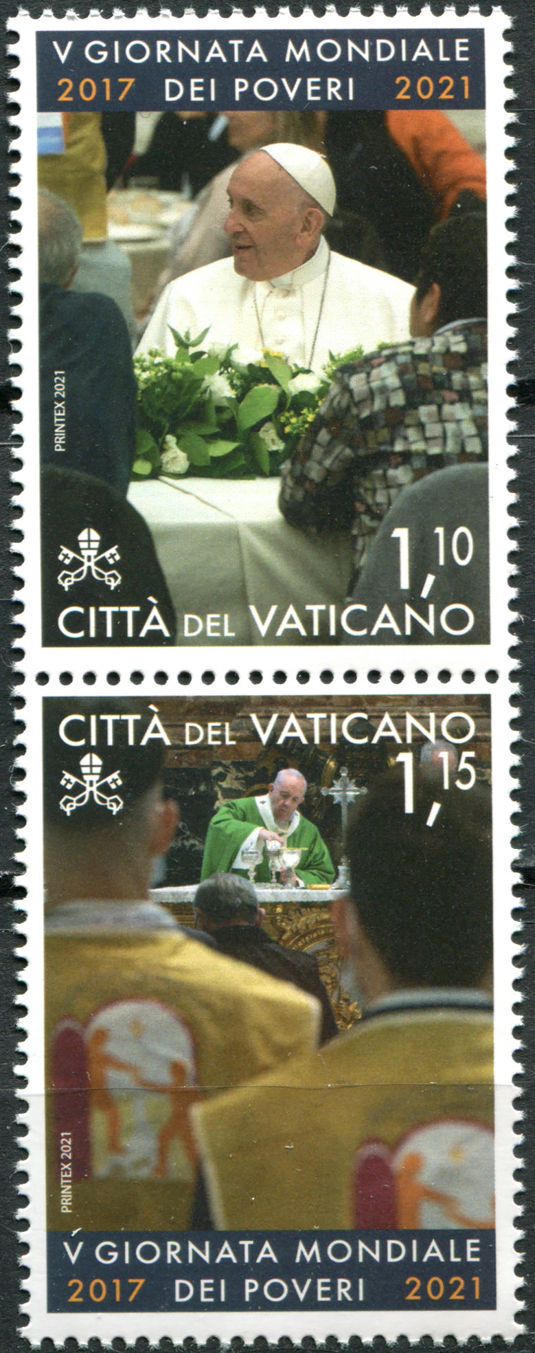 Vatican. 2021. V World Day of the Poor (MNH **) Block of 2 stamps