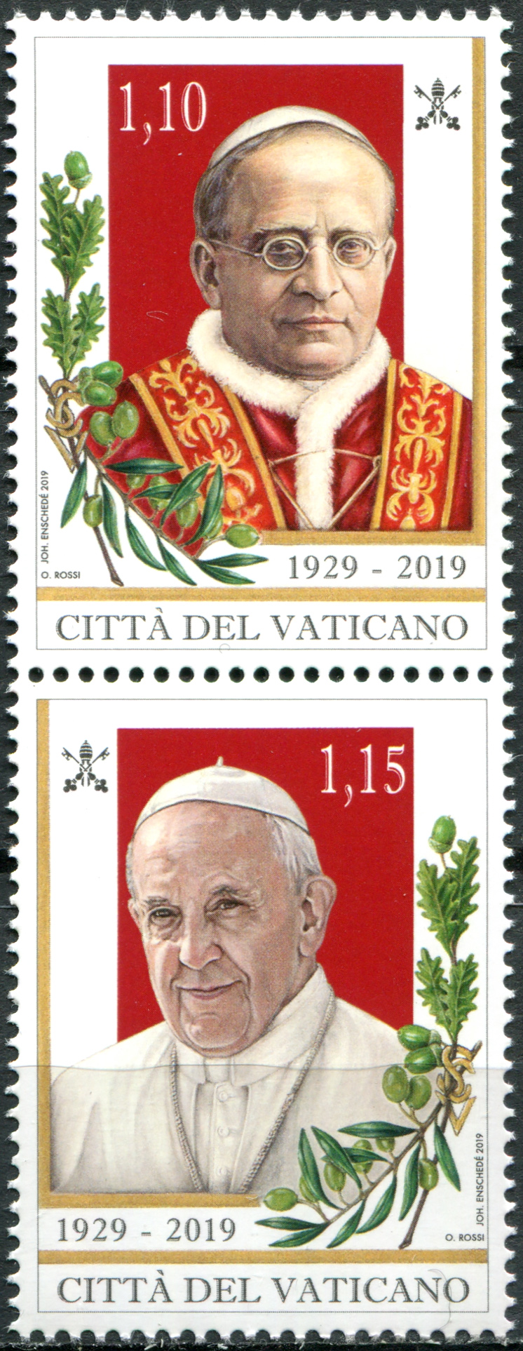 Vatican. 2019. 90th Anniversary of the Lateran Accords (MNH **) Block of 2 stamps