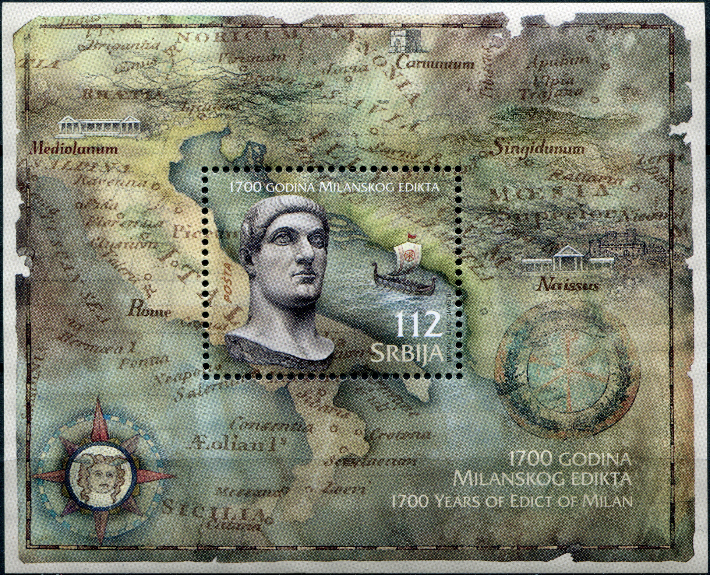 Serbia. 2013. 1700 years of Edict of Milan (MNH **) Souvenir Sheet