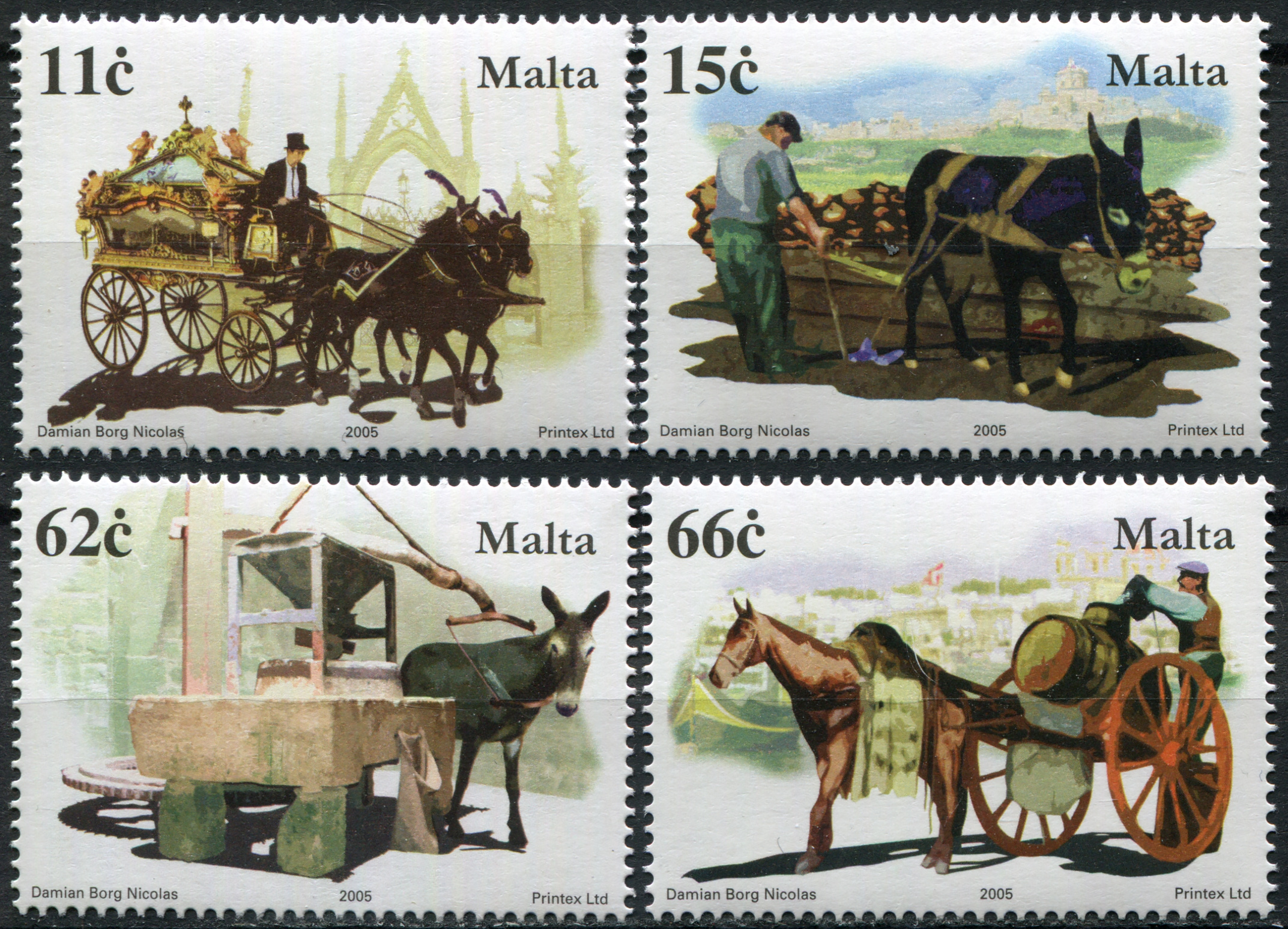 Malta. 2005. Old Means of Transportation (MNH **) Set of 4 stamps