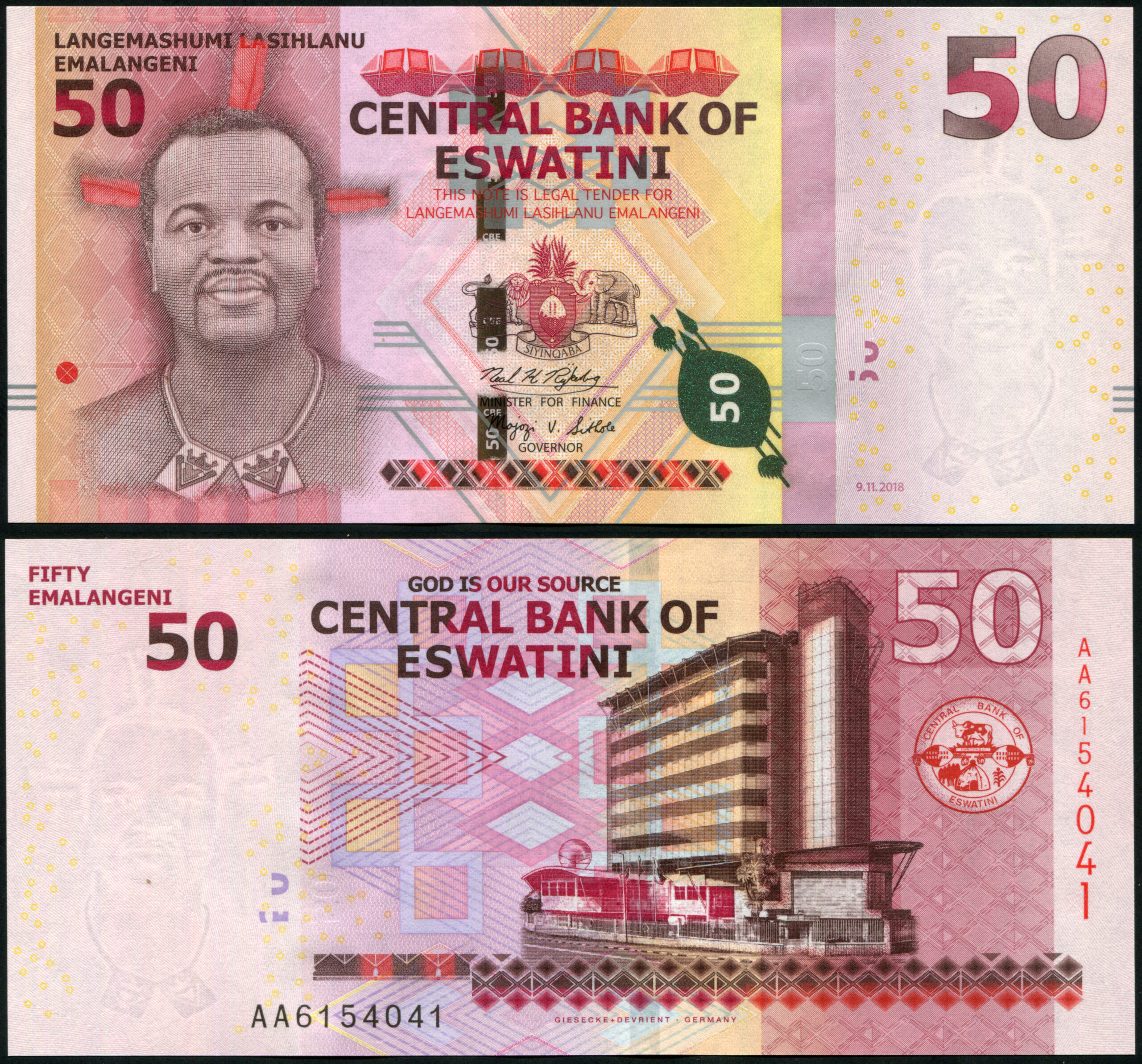 Eswatini. Banknote 50 emalangeni. 09.11.2018(2021). Unc. Hybrid. Кат# P.NL