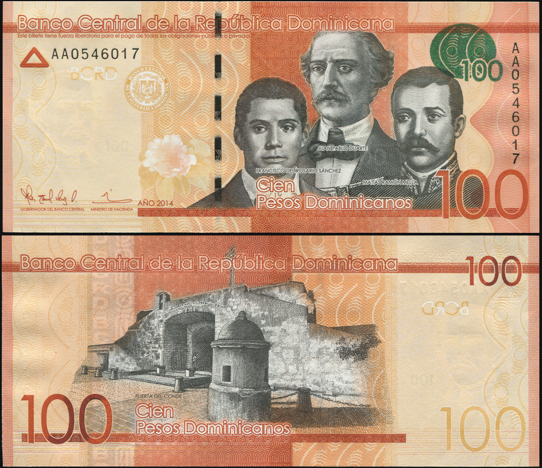 Dominican Republic. Banknote 100 Pesos Dominicanos. 2014. Unc. Paper. Кат# P.190a