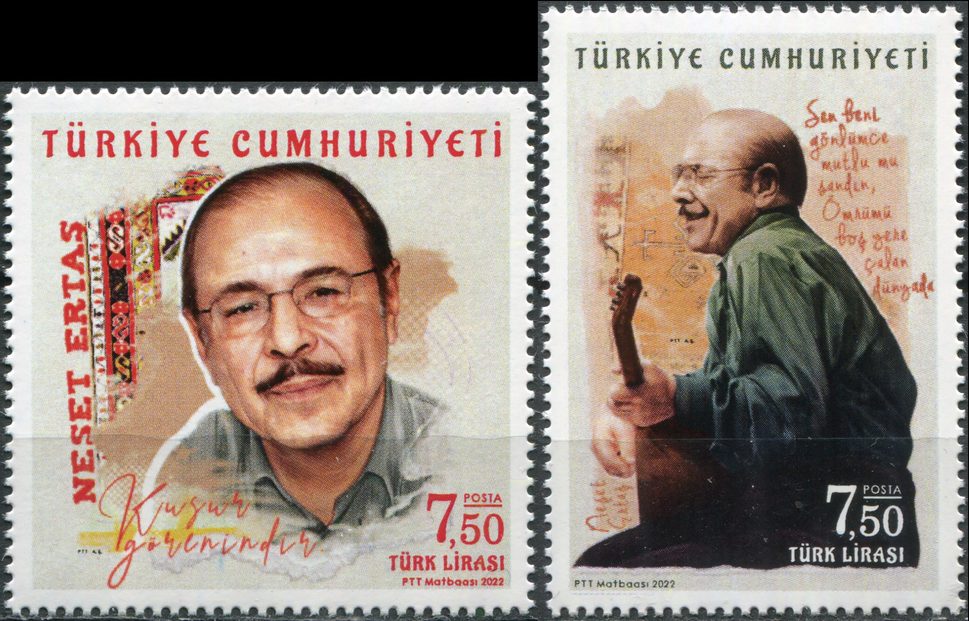 Turkey. 2022. Neşet Ertaş, folk music singer, lyricist (MNH **) Set of 2 stamps