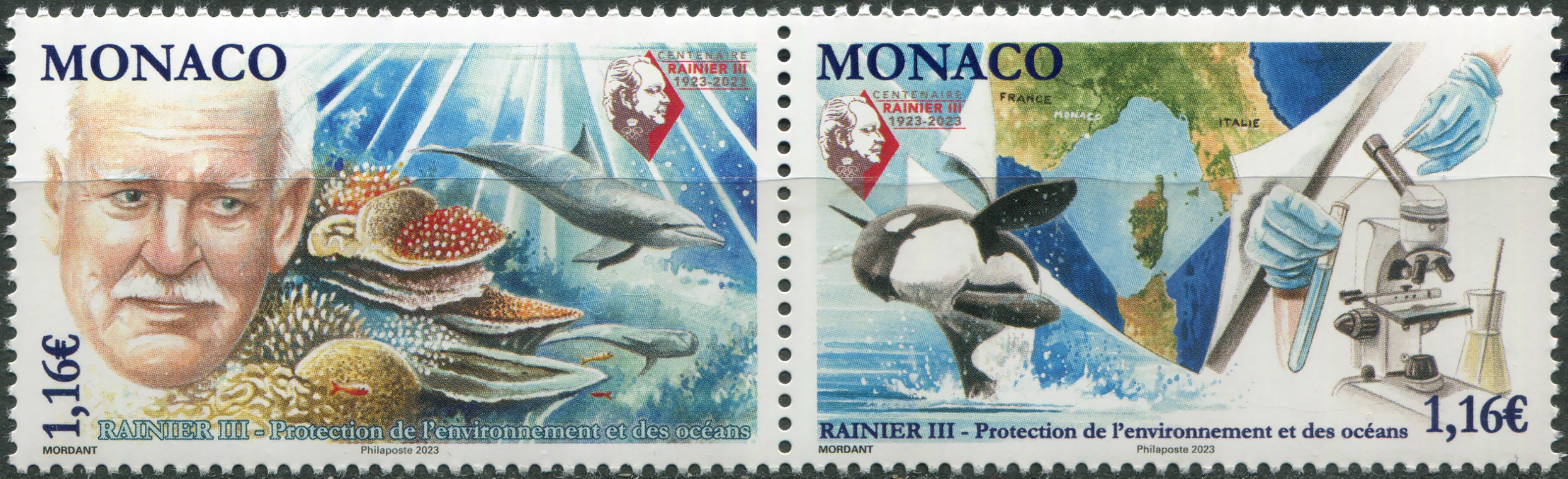 Monaco. 2023. Environmental Projects of Prince Rainier III (MNH **) Block of 2 stamps