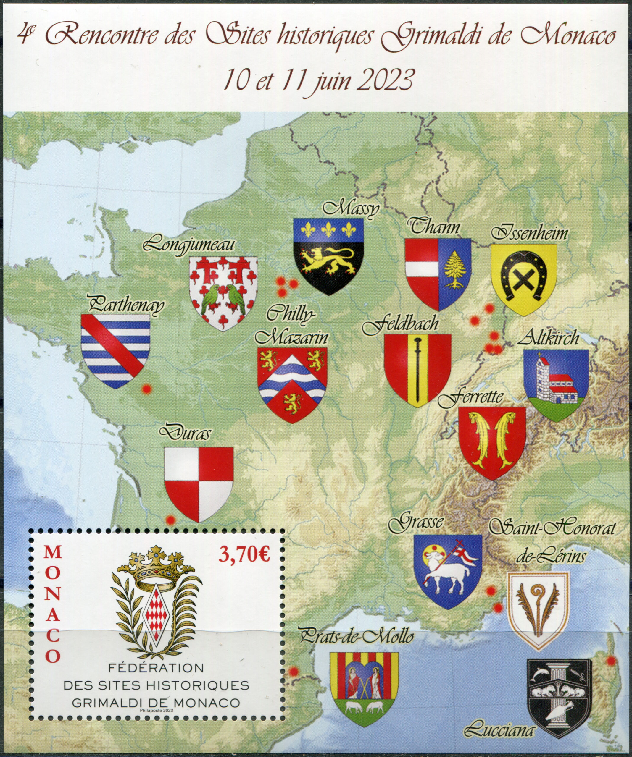Monaco. 2023. 4th Meeting of the Historical Sites of the Grimaldi Monaco (MNH **) Souvenir Sheet
