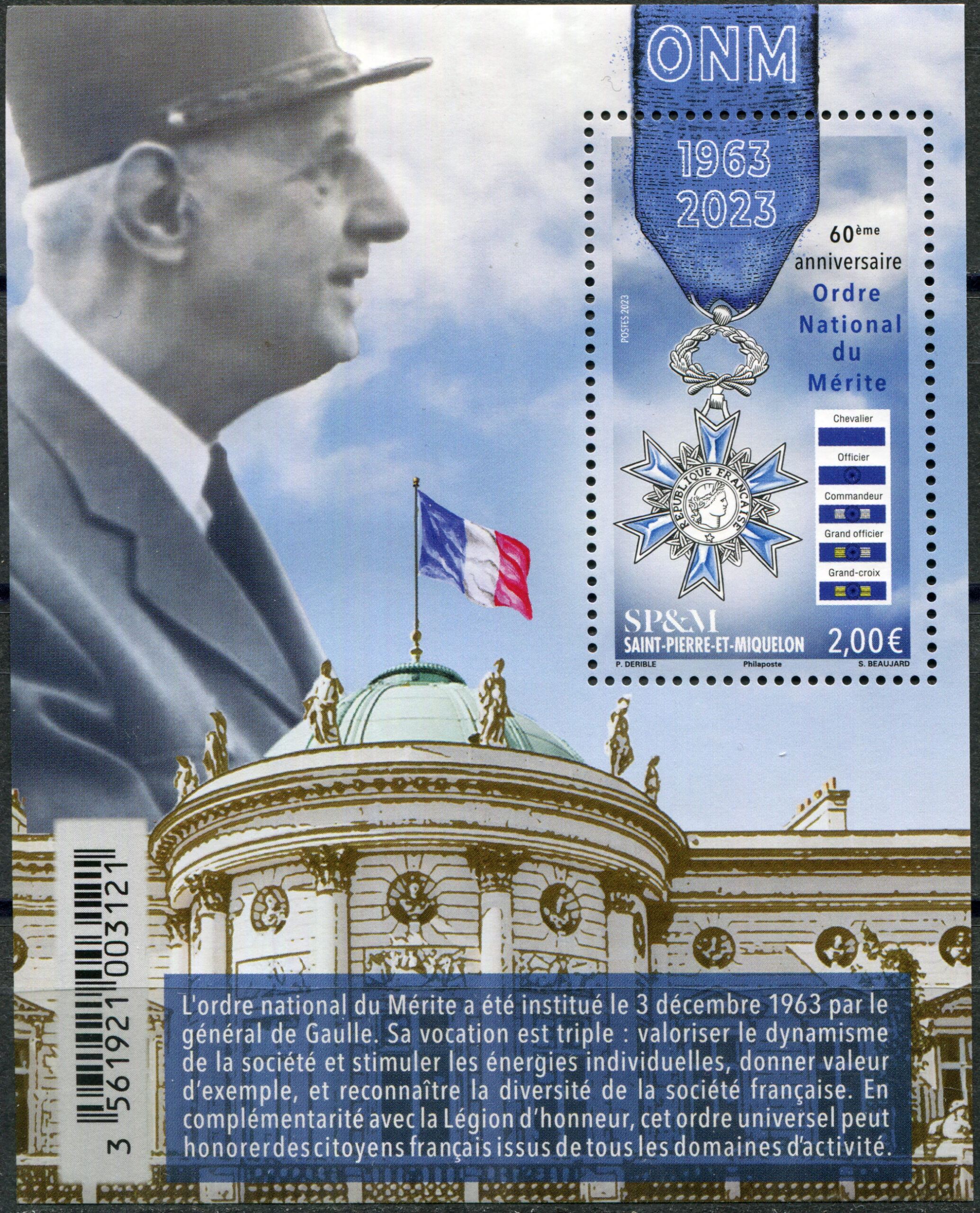 Saint Pierre and Miquelon. 2023. National Order of Merit (MNH **) Souvenir Sheet