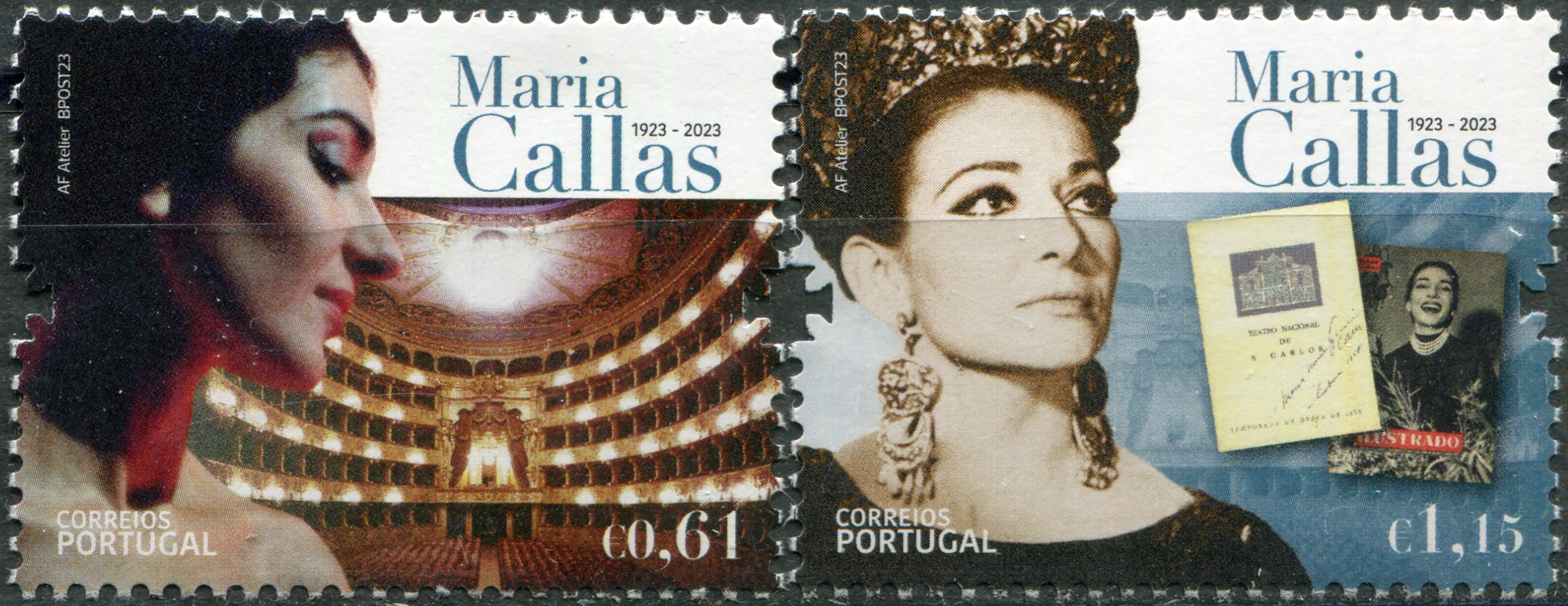 Portugal. 2023. 100th Anniversary of the Birth of Maria Callas, Opera Singer (MNH **) Set of 2 stamp