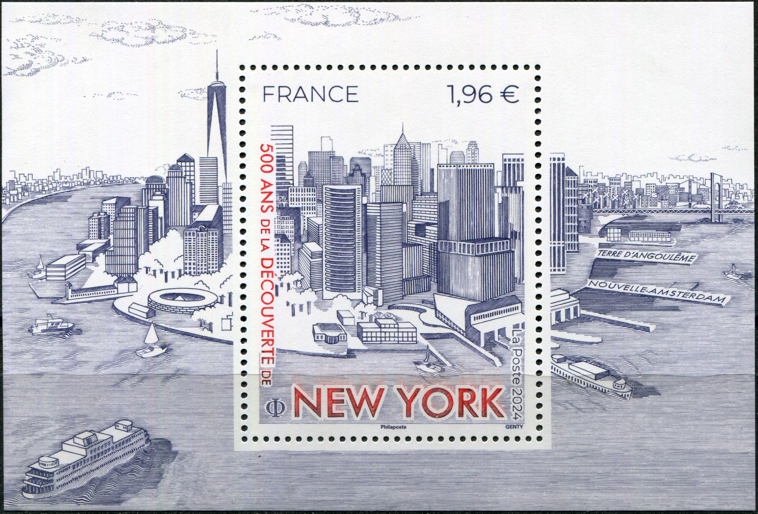 France. 2024. 500th Anniversary of the Founding of New York City (MNH **) Souvenir Sheet