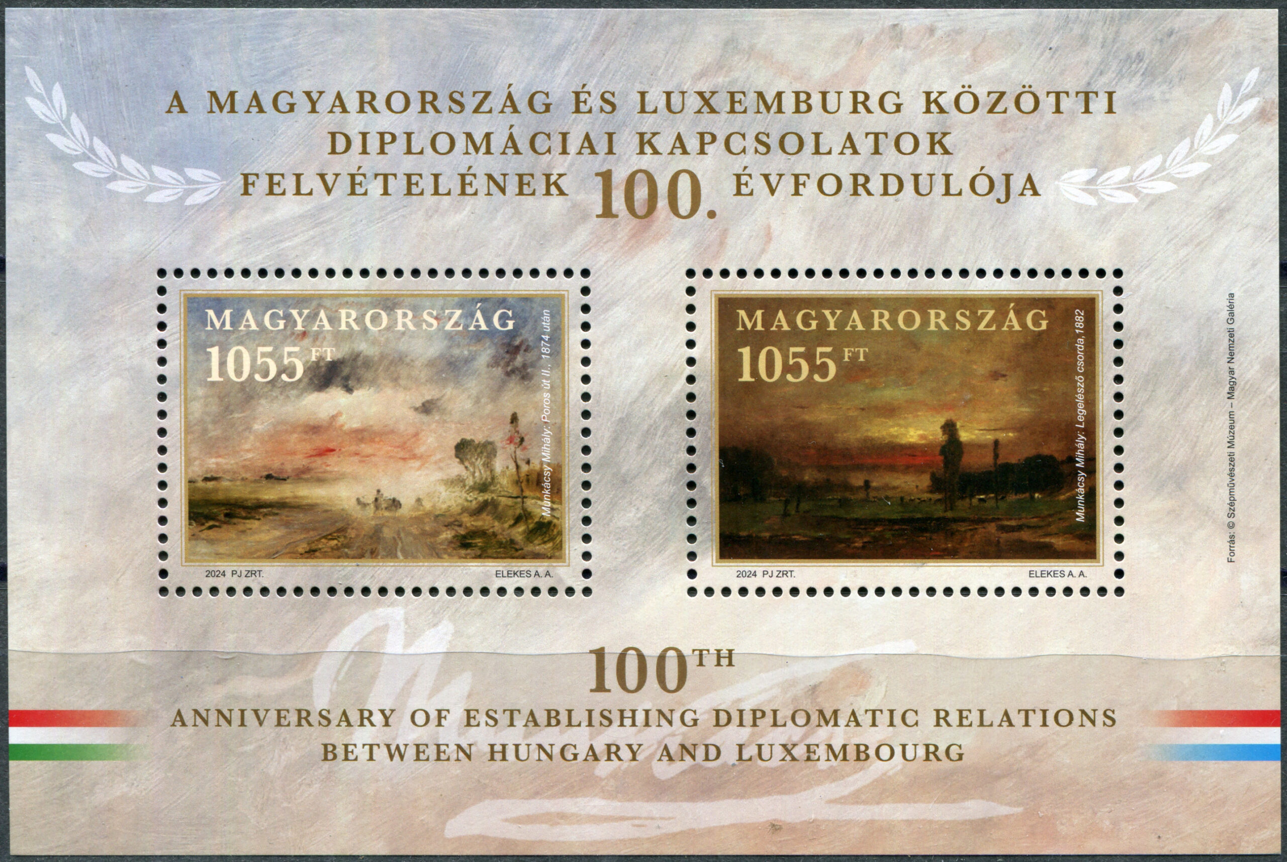 Hungary. 2024. 100th Anniversary of Diplomatic Relations with Luxembourg - Art (MNH **) S/Sheet