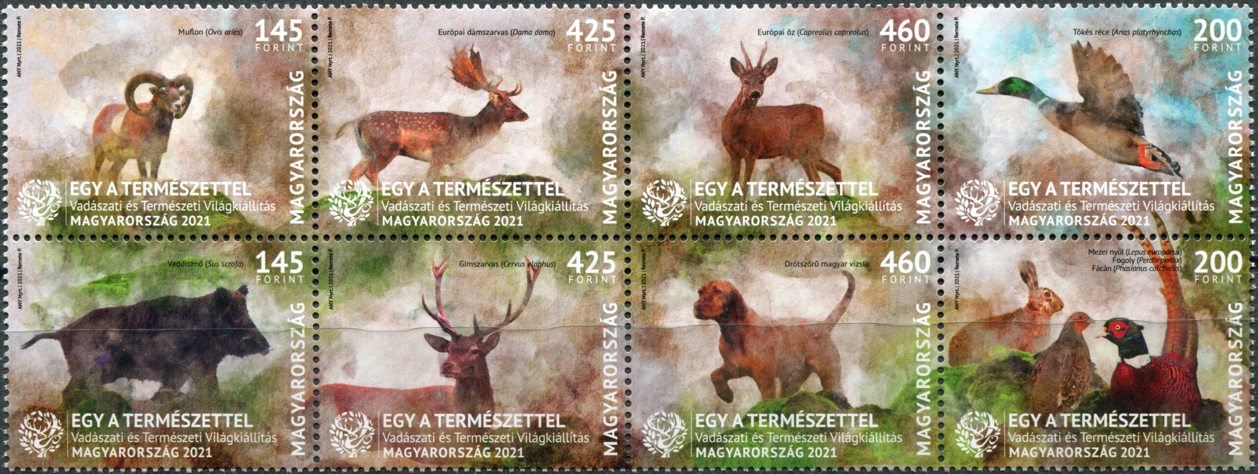 Hungary. 2021. "One With Nature" World of Hunting and Nature Exhibition (MNH **) Block of 8 stamps