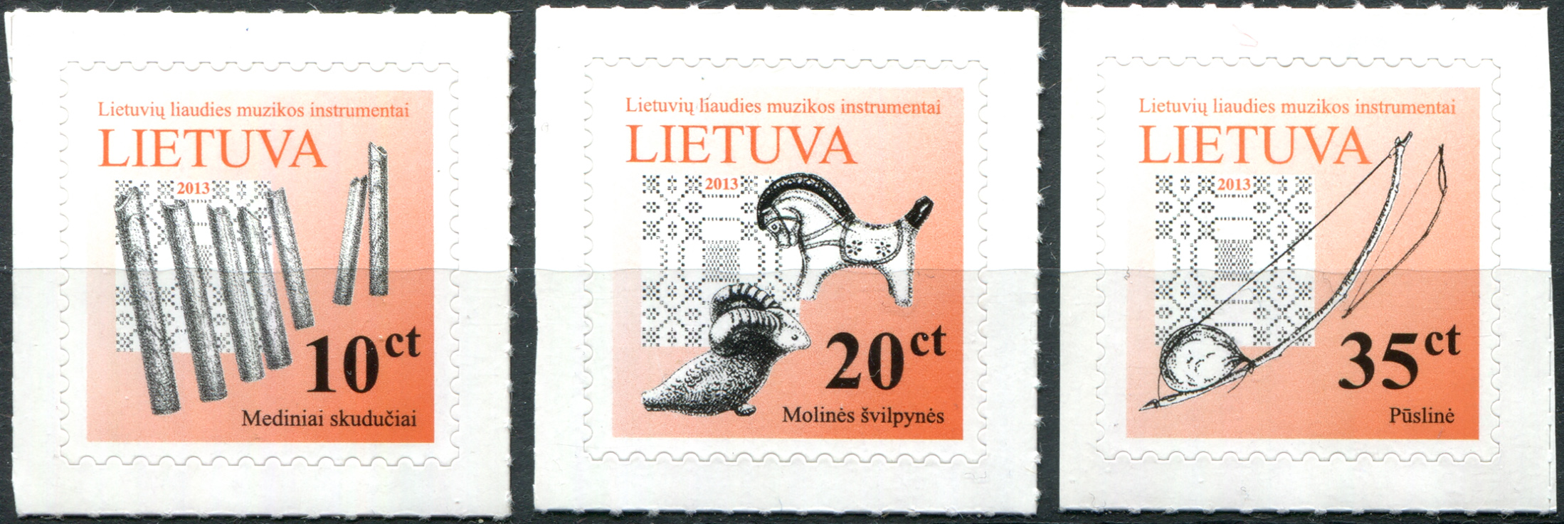 Lithuania. 2013. Lithuanian Folk Music Instruments (MNH **) Set of 3 stamps