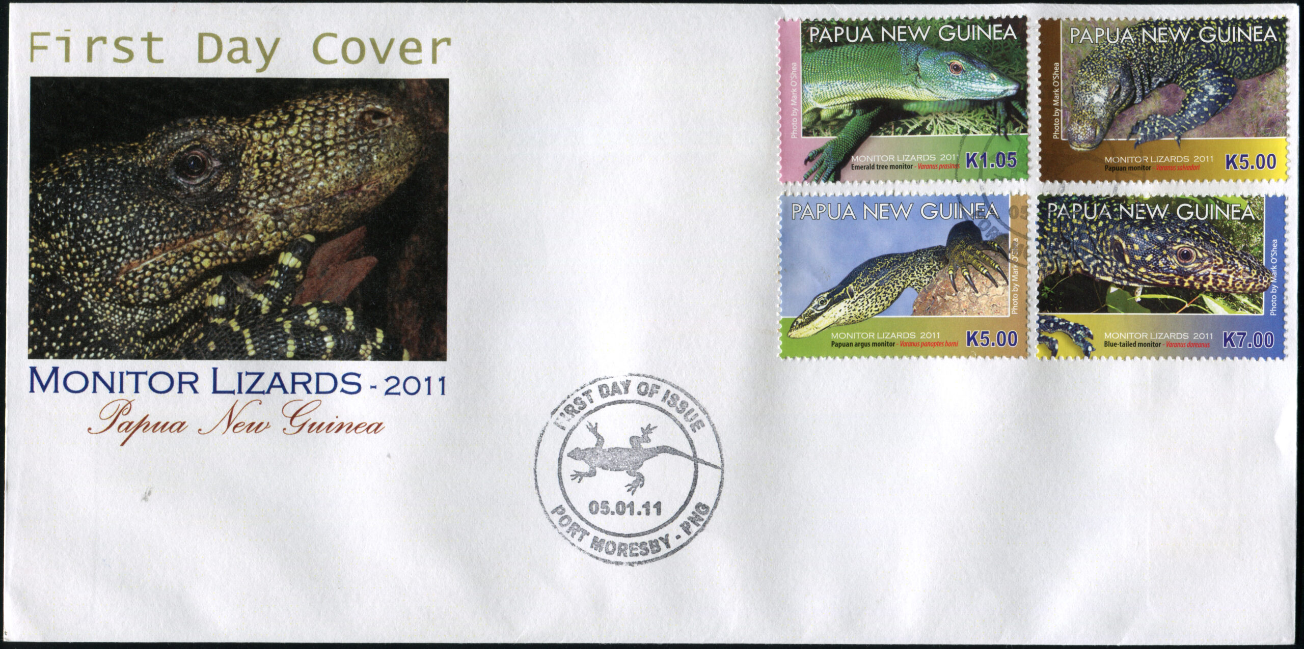 Papua New Guinea. 2011. Monitor Lizards (Mint) First Day Cover