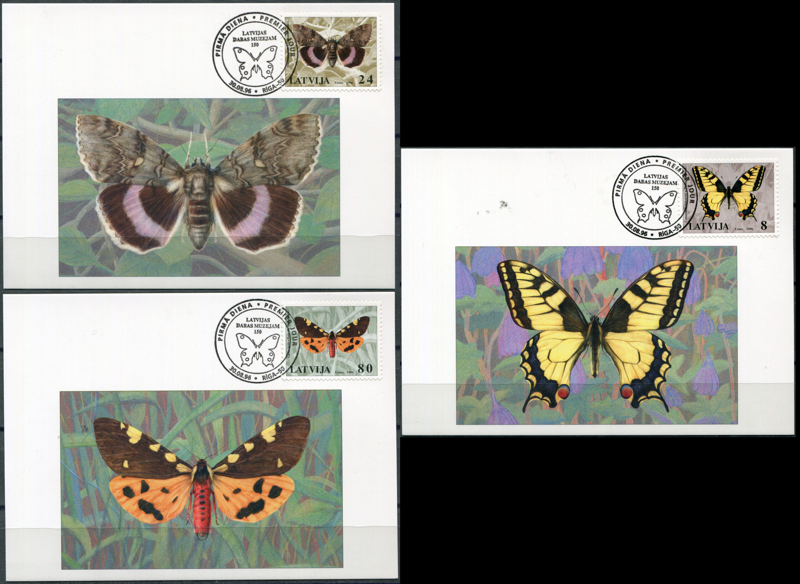 Latvia. 1996. Butterflies (Maxi Cards Set, Mint)