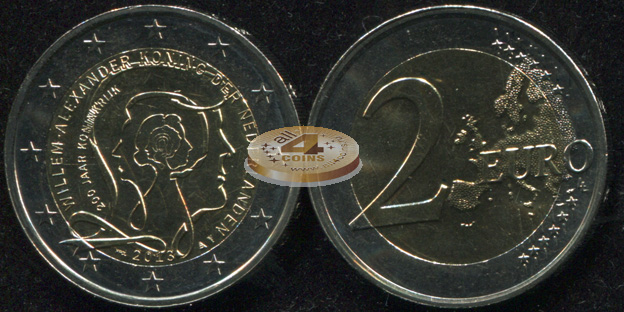 Netherlands 2 euro coin. 2013 (Unc. Bi-Metallic) 200th anniversary of the Kingdom of the Netherlands