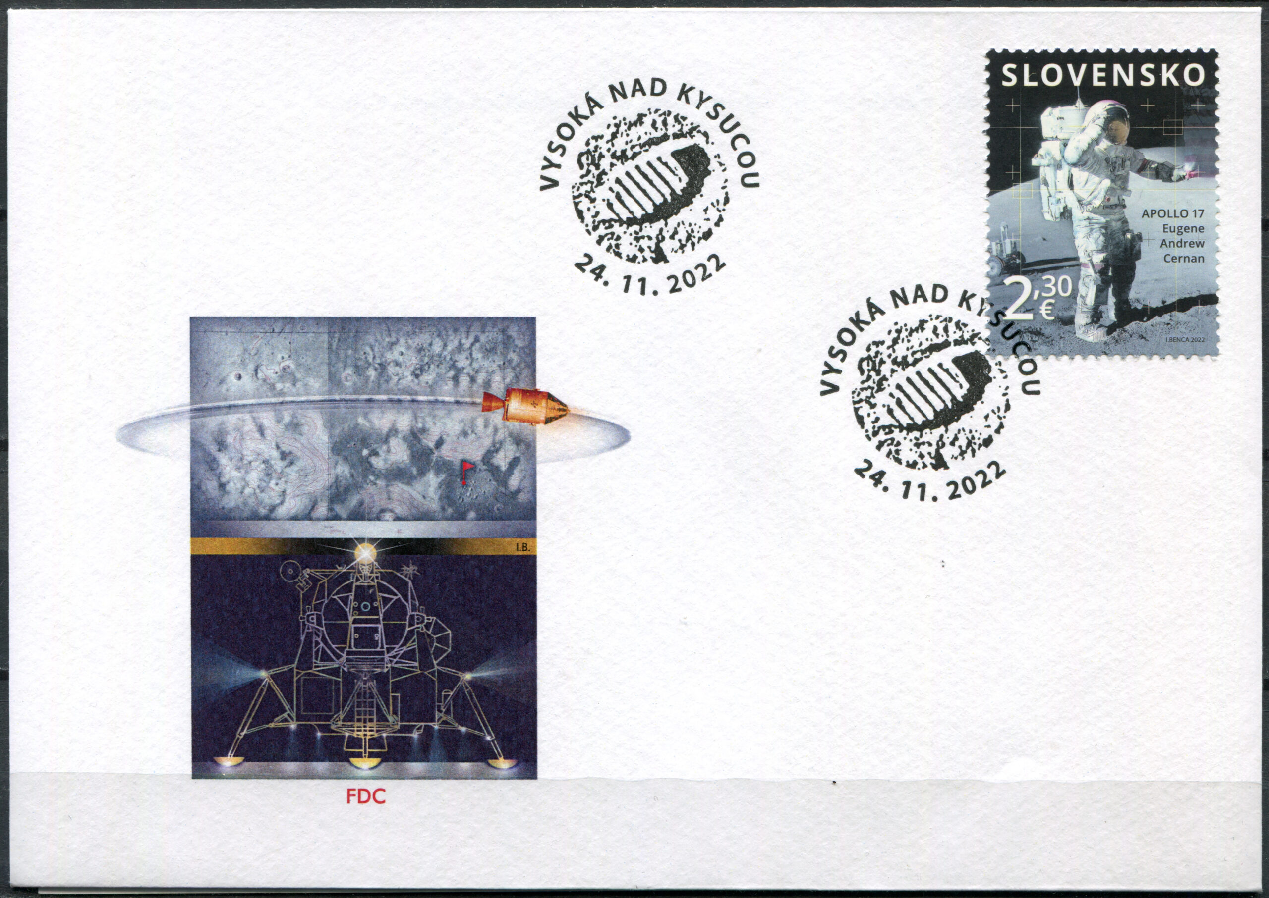 Slovakia. 2022. 50th Anniversary of the Apollo 17 Mission (Mint) First Day Cover