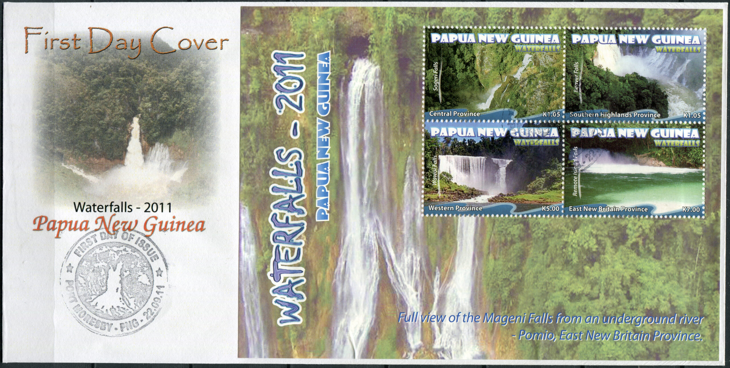 Papua New Guinea. 2011. Waterfalls (Mint) First Day Cover