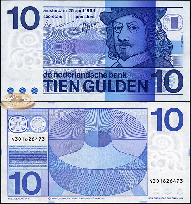 Netherlands. Banknote 10 gulden. 1968. Unc. Paper. Кат# P.91