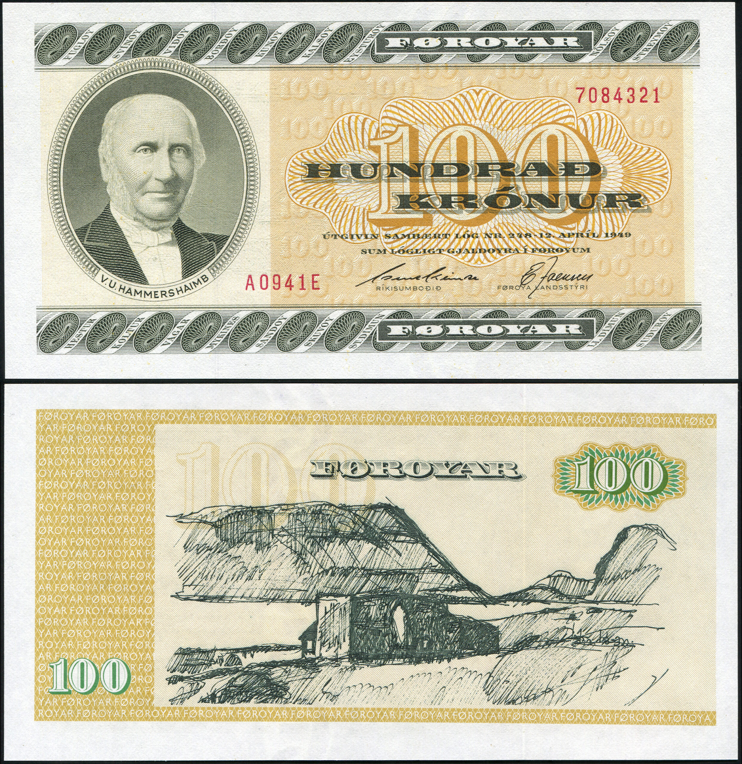 Faroe Islands. Banknote 100 kronor. (19)94. Unc. Paper. Кат# P.21f