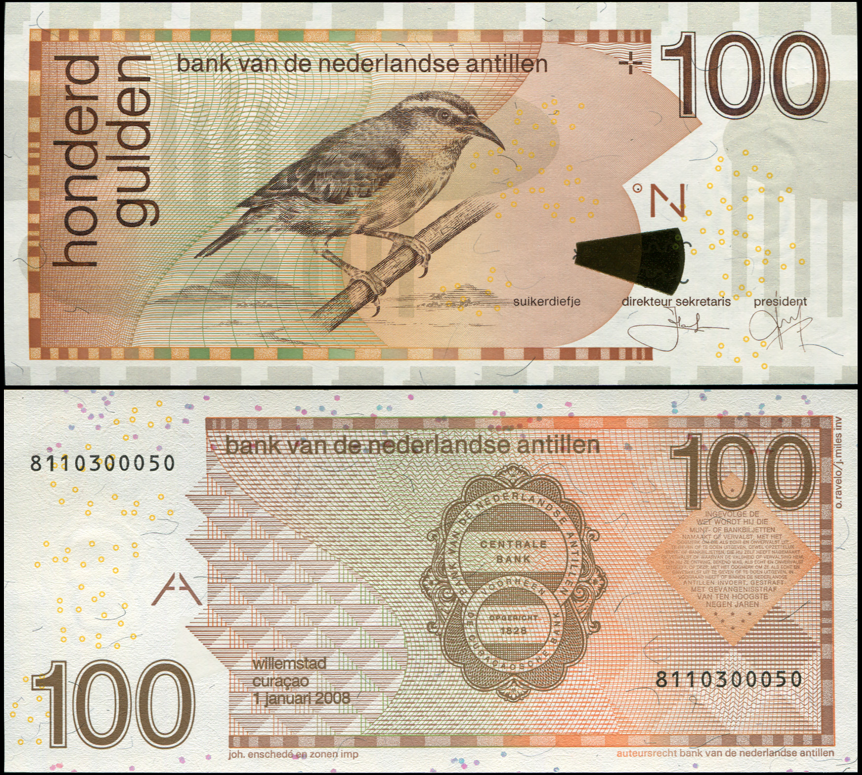 Netherlands Antilles. Banknote 100 gulden. 2008 (2009). Unc. Paper. Кат# P.31e