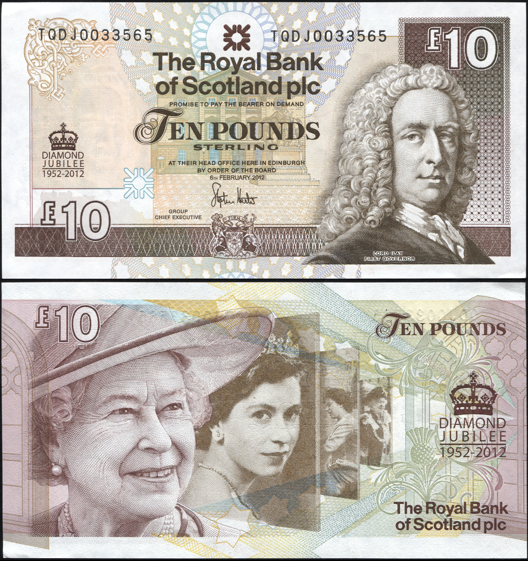 Scotland. Banknote 10 pounds. 2012. Unc. Paper. Кат# P.368a