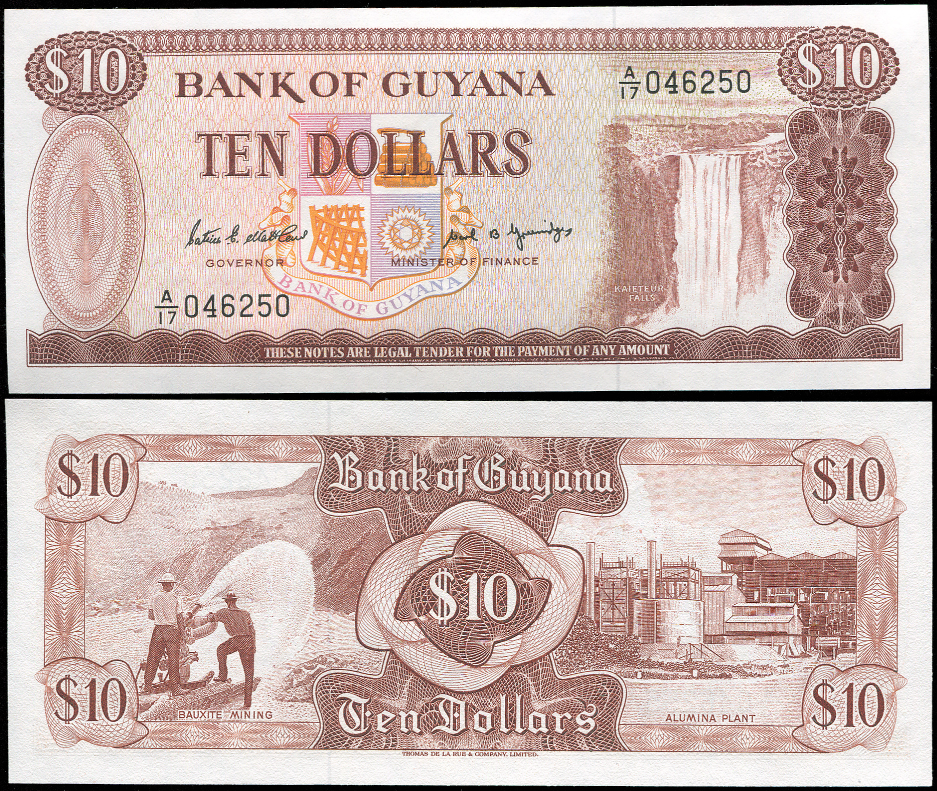 Guyana. Banknote 10 dollars. ND (1989). Unc. Paper. Cat# P.23g