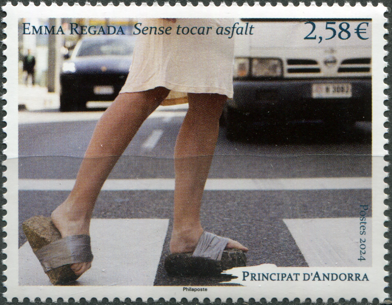 Andorra [Fr.]. 2024. "Without Touching Asphalt", by Emma Regada (MNH **) Stamp