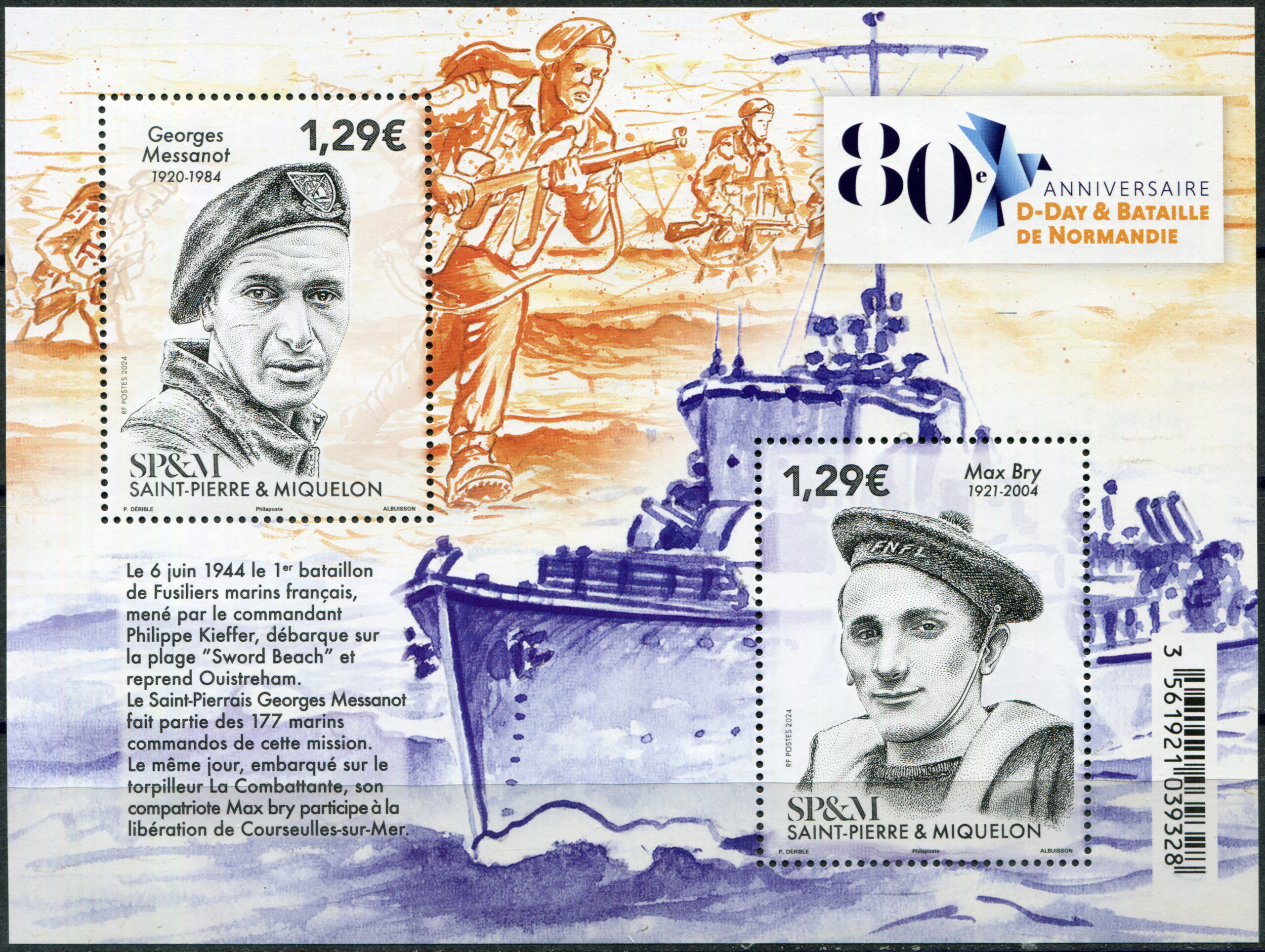 Saint Pierre and Miquelon. 2024. 80 years of the D-Day Landings (MNH **) Souvenir Sheet