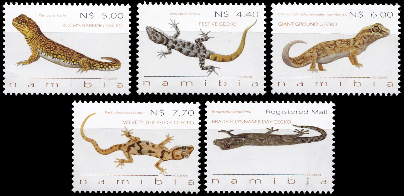Namibia. 2009. Geckos of Namibia (MNH **) Set of 5 stamps
