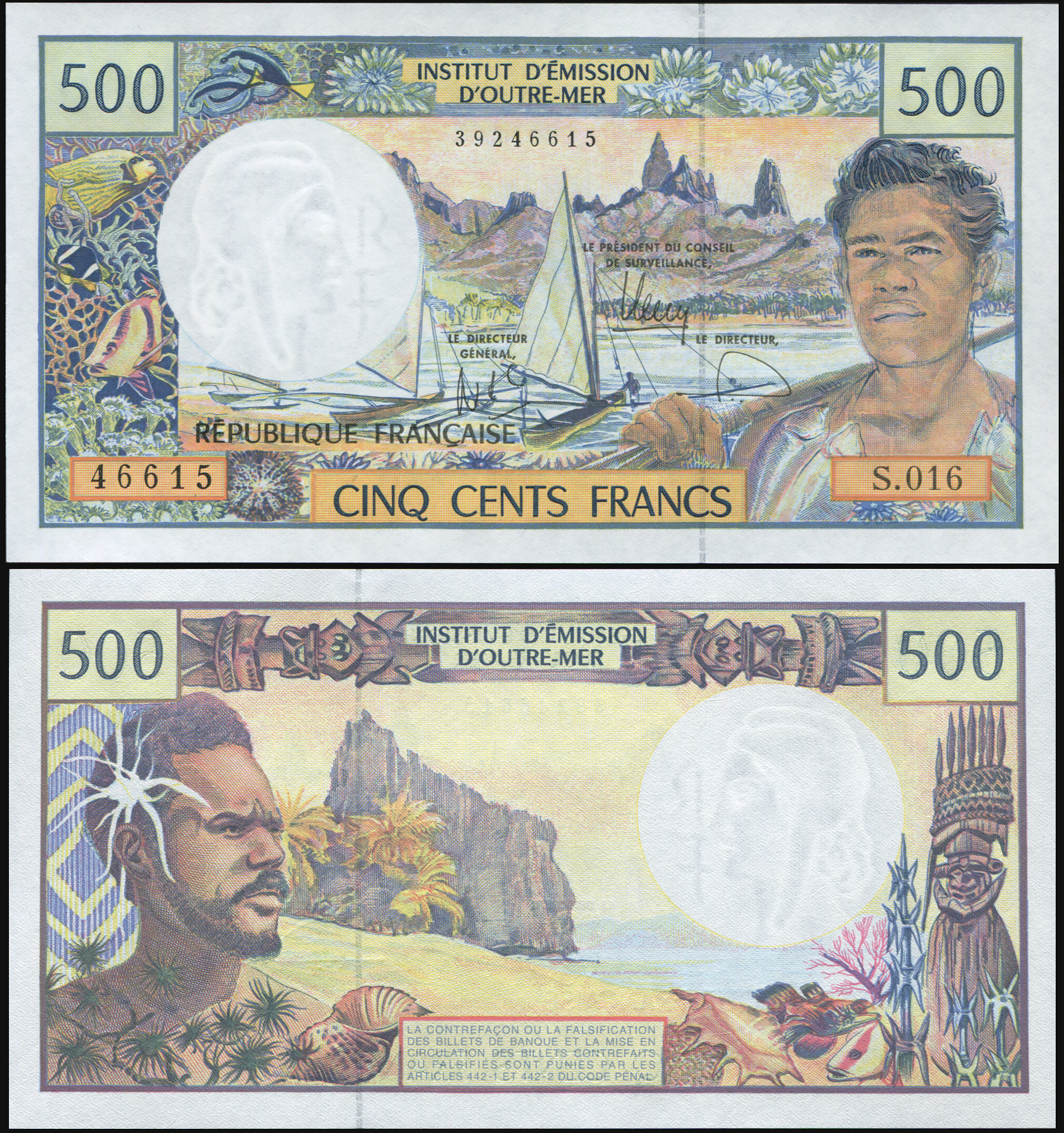 French Polynesia. Banknote 500 francs. ND (2012). Unc. Paper. Cat# P.1h