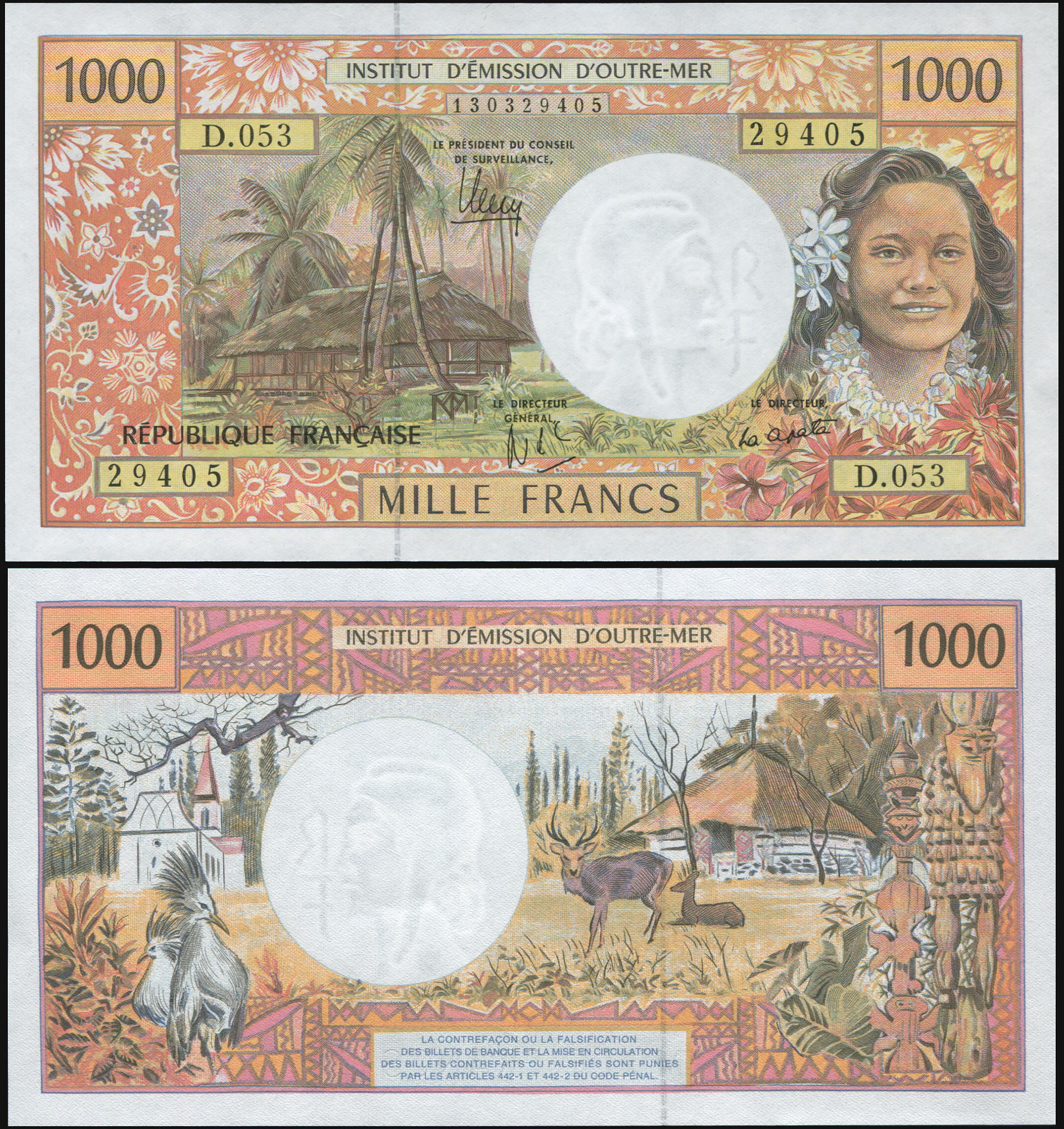 French Polynesia. Banknote 1000 francs. ND (2013). Unc. Paper. Cat# P.2m